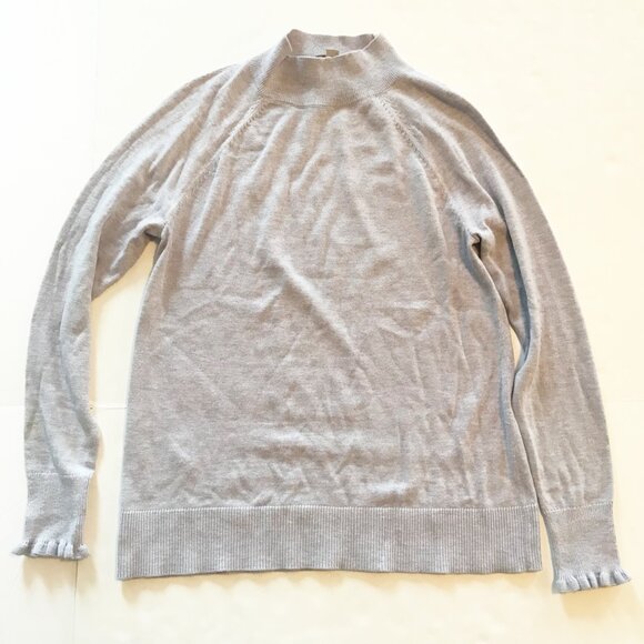 LOFT Mock Neck Lilac Purple Ruffle Long Sleeve Pullover Sweater Top Womens XS - Picture 2 of 8